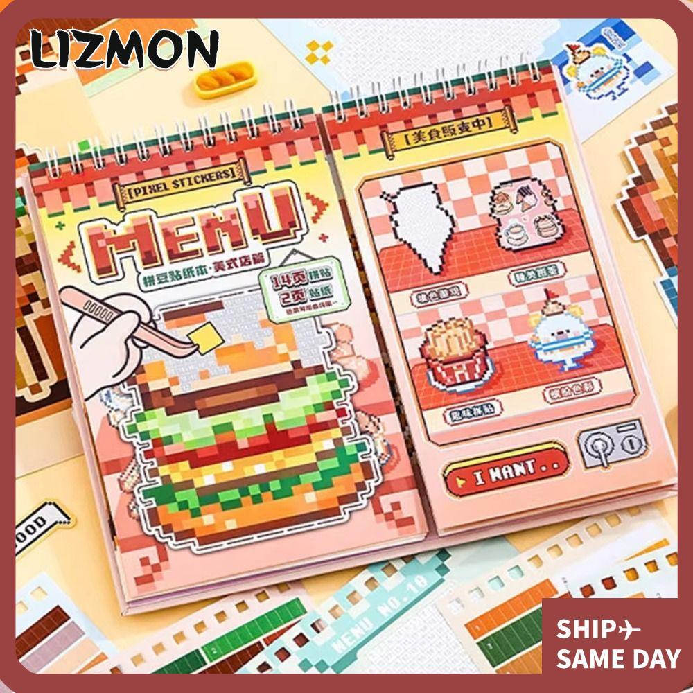 LIZMON Bean Paste สติกเกอร์, อัลบั้มตกแต่ง Pixel Art Design Pixel Art สติกเกอร์หนังสือ, Creative Series 3.0 30 ชิ้นสติกเกอร์เกลียว Bound Vending|สมุดโน๊ต DIY ซีรีส์