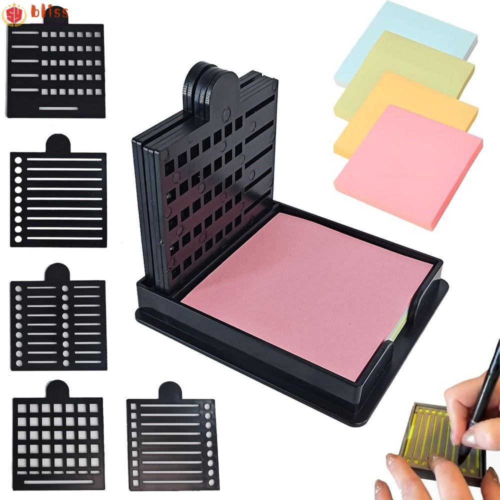 BLLISS Sticky Note Holder Set, Dispenser Note Box Sticky Note Stencil, Sticky Note Organizer Line Dr