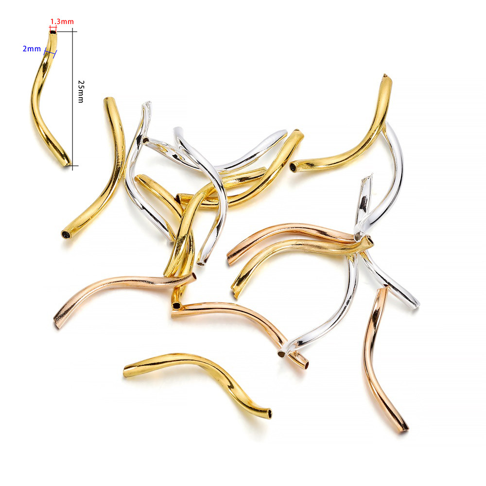 St.kunkka 100 ชิ้น ท่อทองแดงโค้งยาว วัสดุ DIY สำหรับทำสร้อยข้อมือ/สร้อยคอ ตัวเชื่อม/ลูกปัดแยก