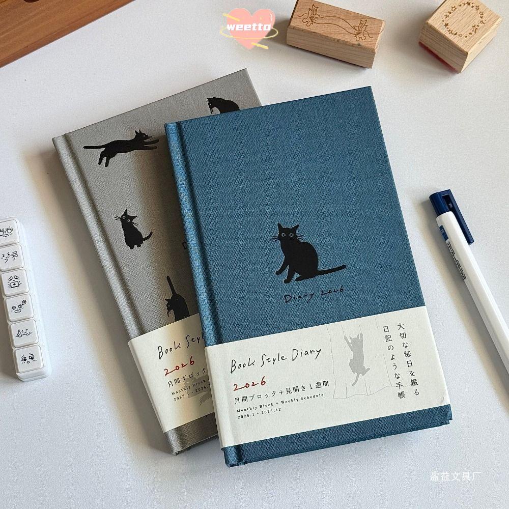 📕WEETTO ข5 โน๊ตบุ๊คลูกแมวภาพประกอบเปลือกแข็ง2026หนังสือกําหนดการการ์ตูนที่จะทํารายการ สมุดบันทึก ของขวัญ