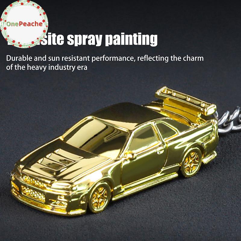 OnePeache 1:64 Scale GTR-R34 RS7 รถของเล่นรถโลหะDiecastพวงกุญแจElectroplatingภาพวาดพวงกุญแจเด็กสําหร
