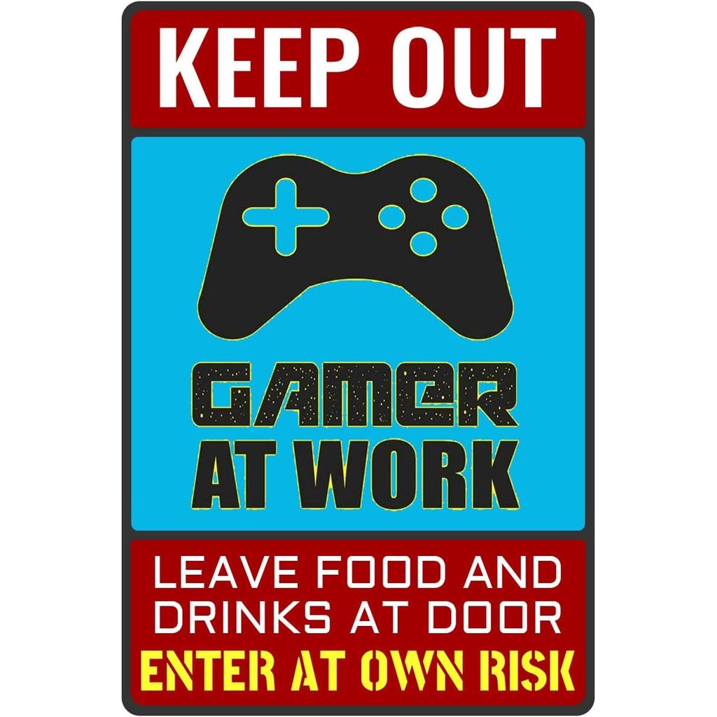 Keep Out Gamer at Work Sign - โปสเตอร์เกมสุดเท่สําหรับตกแต่งห้องเกมและ Boys Room Setup - วัยรุ่น Coo