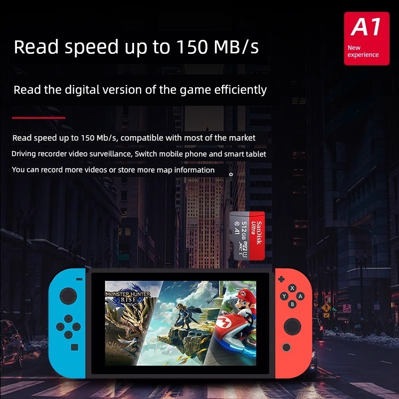 sdcard แท้ ssd Sandi TF Card 512G ความเร็วสูง 256g การ์ดหน่วยความจํา A1 หน่วยความจําโทรศัพท์มือถือ 1