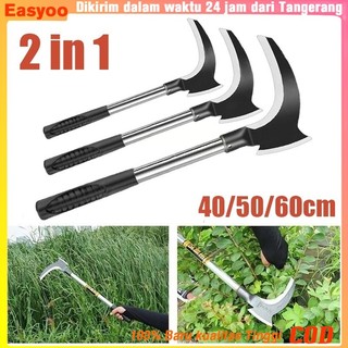40/50/60cm Pemangkas Sabit Kapak Ganda Pemangkas Rumput Multifungsi  Sabit Arit Rumput Baja/Sabit Kapak Ganda Genggam Easyoo