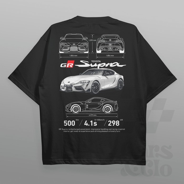 รถยนต์และโคลน - Regular Fit Black - เสื้อยืด Toyota GR Supra MK5 - GR Supra Grey, SS-5XL