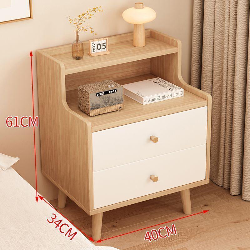 Nordic solid wood bedside table home simple small modern shelf simple storage locker