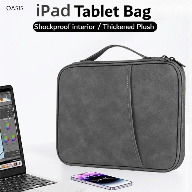 กระเป๋าใส่แท็บเล็ตผ้าไนลอนและหนังแกะระดับพรีเมียม 10.8-13 นิ้วปลอกด้านในกันกระแทกสําหรับกระเป๋าแท็บเล็ต ไอแพด และ หัวเว่ย