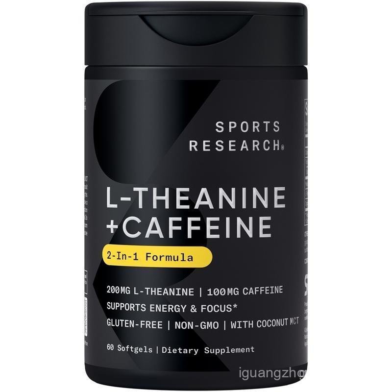 Sports Research L-Theanine Supplement with Caffeine & Coconut MCT Oil - 200mg L Theanine - 100mg - 6