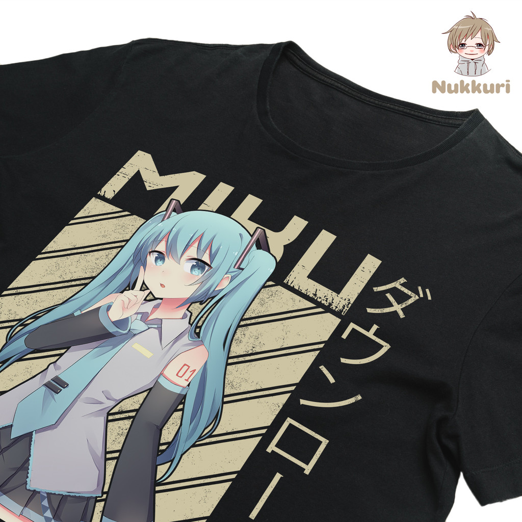 NUKKURI ANIME TSHIRT Hatsune Miku Tshirt 100% ผ้าฝ้ายพิมพ์ผู้ชาย Anime Manga Tee Shirt ที่แฟชั่นและส