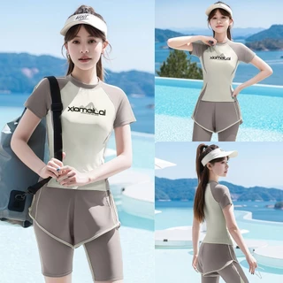 GOODFIGURE BIKINI ชุดว่ายน้ำกีฬาผู้หญิง ชุดว่ายน้ำเรียบร้อย ชุดว่ายน้ำไม่โป๊ ⛵🏝 มีไซส์ M-XL | น้ำหนัก 40-65 กก.SET-BK059