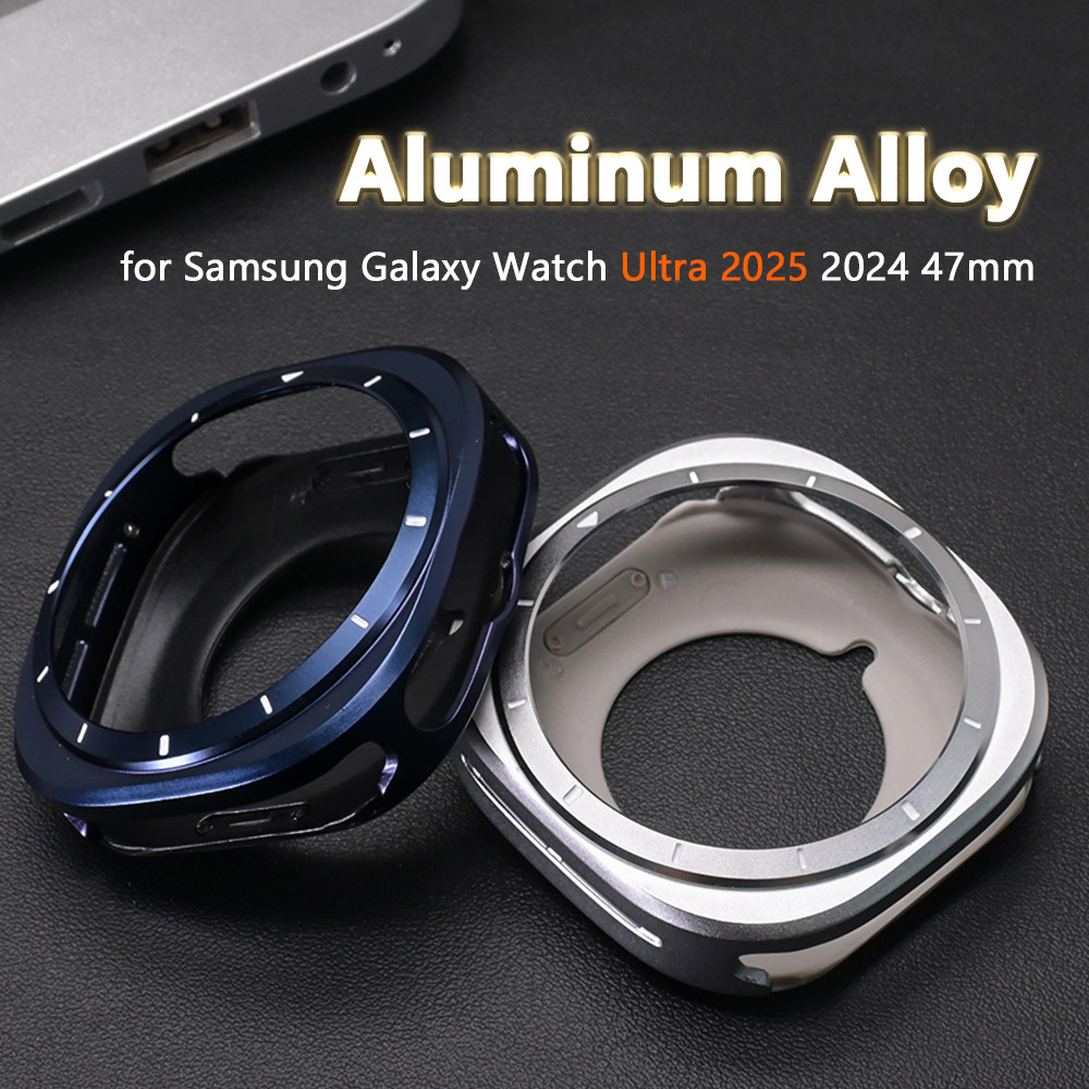 อลูมิเนียมอัลลอยด์นาฬิกาสําหรับ Samsung Galaxy Watch Ultra 2025 2024 กันชนไม่มีเปลือกแก้วสําหรับ Samsung Galaxy Watch Ultra 47 มม.