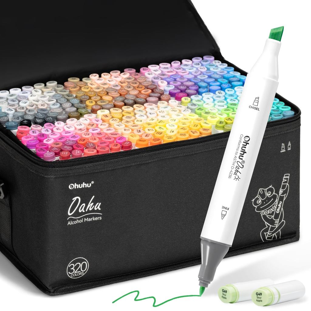 Direct from Japan  Ohuhu Illustration Markers, Standard Type, 320 Colors, 321 Pens, Thick and Fine D