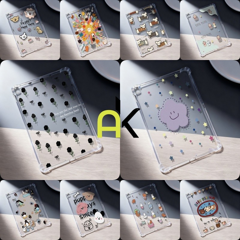 AK เคสแท็บเล็ต TPU ใสแบบนิ่ม For Samsung Galaxy Tab S9 S10 FE S6 Lite S7 Plus A9 A11 A8 ปลอกซิลิโคนใสกันกระแทกป้องกันการ