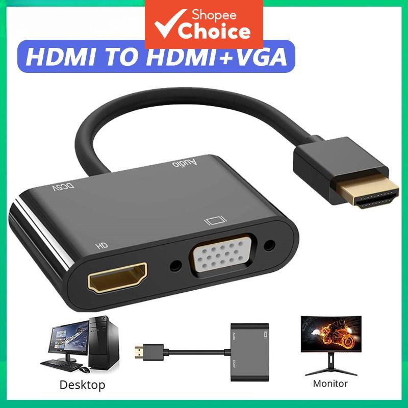 อะแดปเตอร์ HDMI เป็น VGA HD ตัวแยกสัญญาณ VGA HD แบบสองหน้าจอ พร้อมเสียง สําหรับคอมพิวเตอร์ เดสก์ท็อป แล็ปท็อป คอมพิวเตอร์ มอนิเตอร์ โปรเจคเตอร์