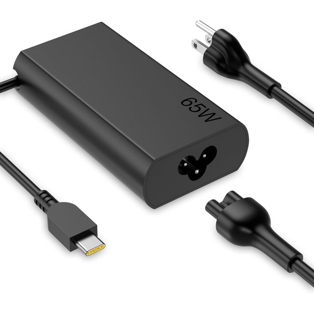 ใหม่ Slim 65W USB C แล็ปท็อปชาร์จใช้งานร่วมกับ Lenovo ThinkPad T480s T580s T490 E480 E580 X1Carbon X