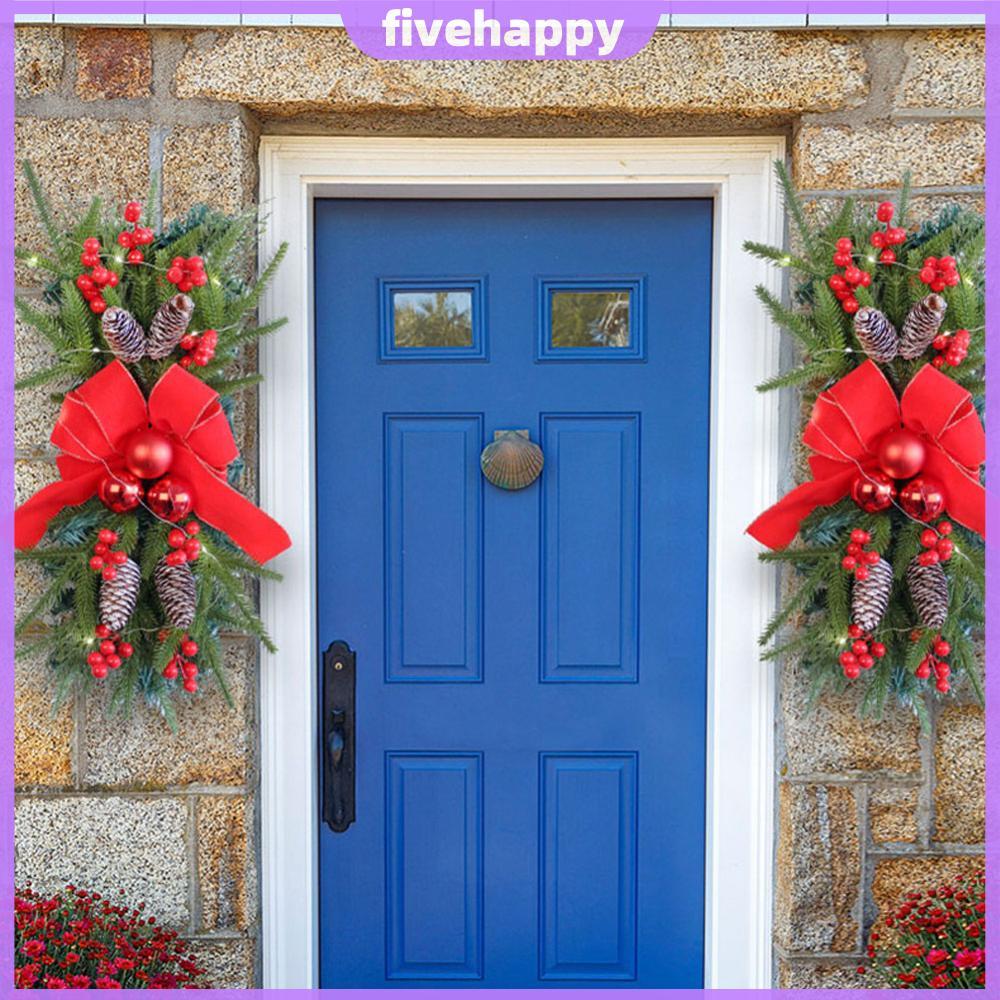 2 ชิ้นคริสต์มาส Swag 18 นิ้วแขวนคริสต์มาส Teardrop Swag Xmas บันได Swag [fivehappy.th]