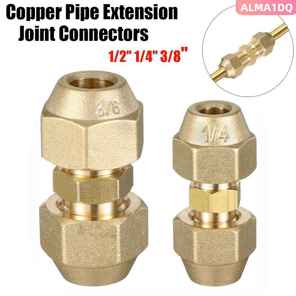 ALMA1DQ ตัวเชื่อมต่อทองแดง,ตรง 1/2 "1/4 "3/8" ข้อต่อขยายท่อ,พร้อมถั่ว Flare เชื่อมต่อเครื่องทําความเ