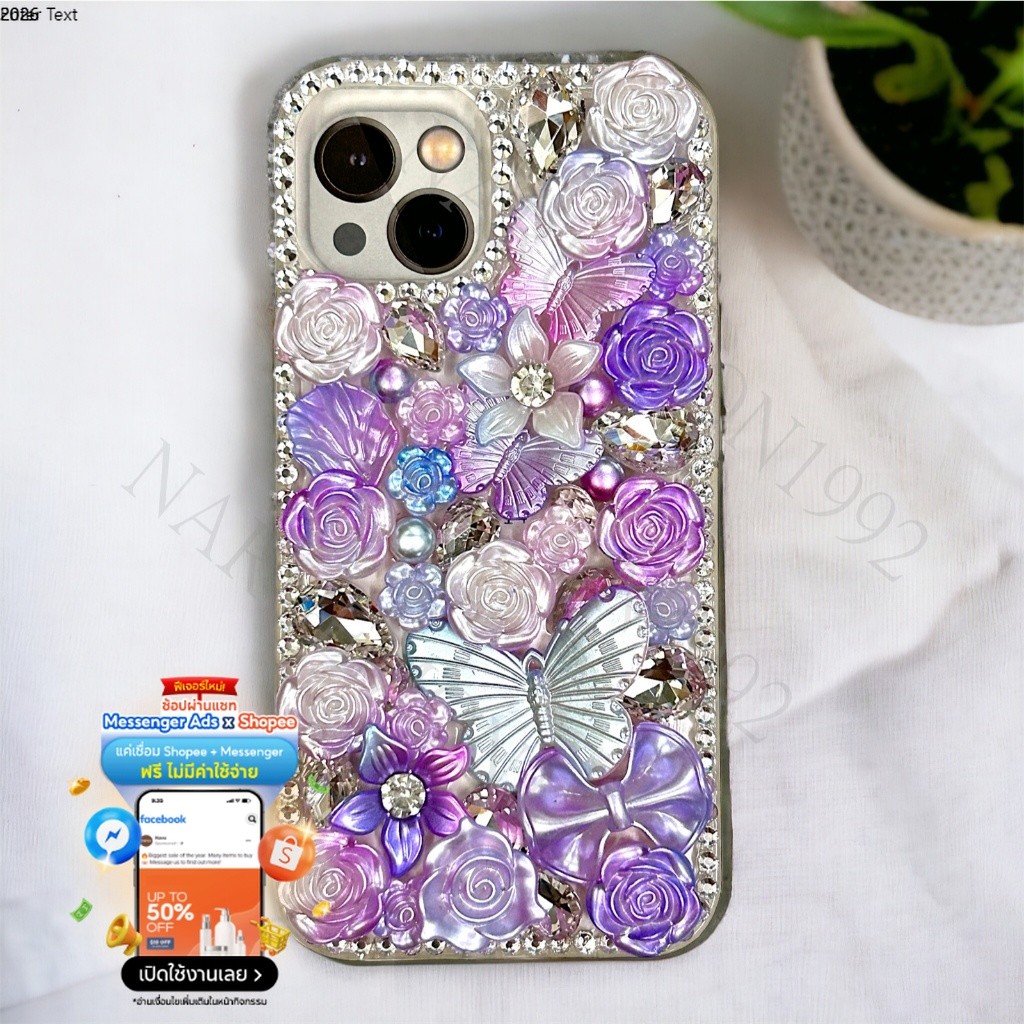 เคสซิลิโคนนิ่ม ผีเสื้อ ลายการ์ตูน ประดับเพชร พลอยเทียม สําหรับ iPhone 15 pro Max 14 pro Max 13 pro