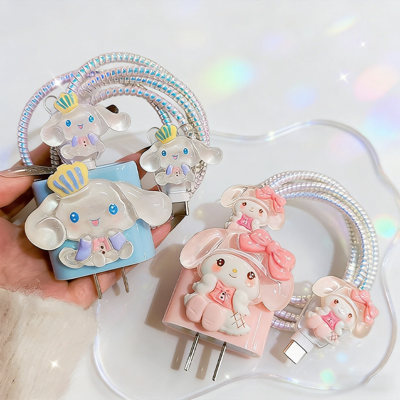 เคสสายชาร์จ สำหรับ ไอโฟน iphone Power Adapter 18/20W ลายการ์ตูนน่ารัก Soft TPU Cable Bite