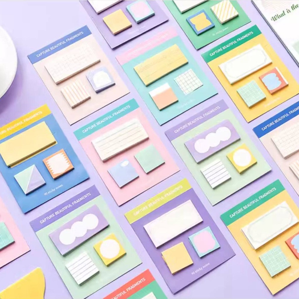 Sticky Notes ชุด 90 แผ่นสไตล์เกาหลี Self-Stick Notes Pads Divider Tabs Bundle การเขียนแผ่นบันทึก Back to School อุปกรณ์สํานักงานของขวัญขนาดเล็ก