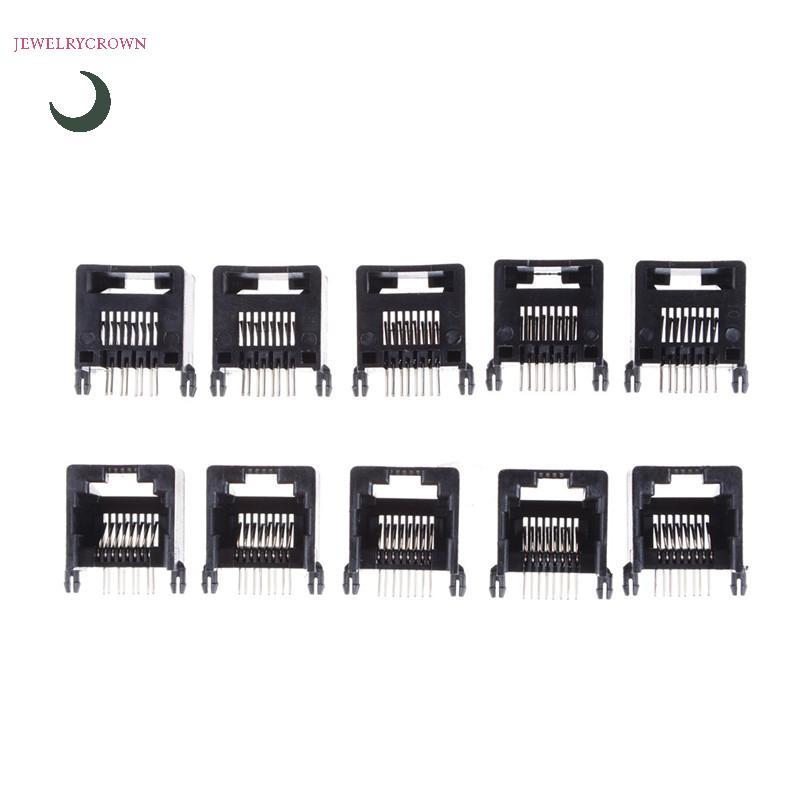 10 ชิ้น Unshielded RJ11 RJ45 8P8C เครือข่าย Modular PCB Connector Jas Connectors [VN]