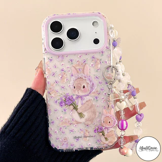 เคสไอโฟน11 16 17เคส IMD ลายดอกไม้-กระต่าย น่ารัก สำหรับ IPhone 11 14 17 13 Air 16 12 15 Pro Max X XR 7 8 15 16 Plus SE
