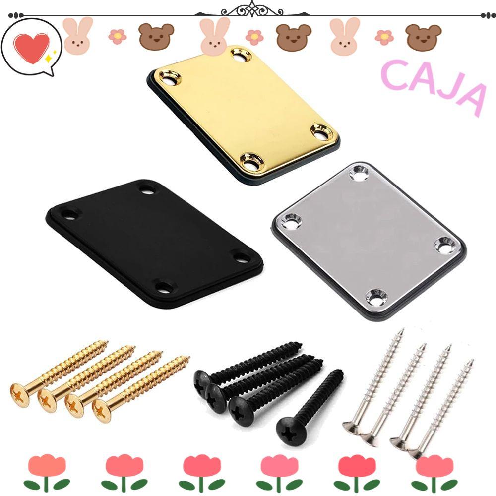 CAJA1 จานคอกีต้าร์พร้อมสกรู แผ่นยึดชิ้นส่วน สีดํา ST