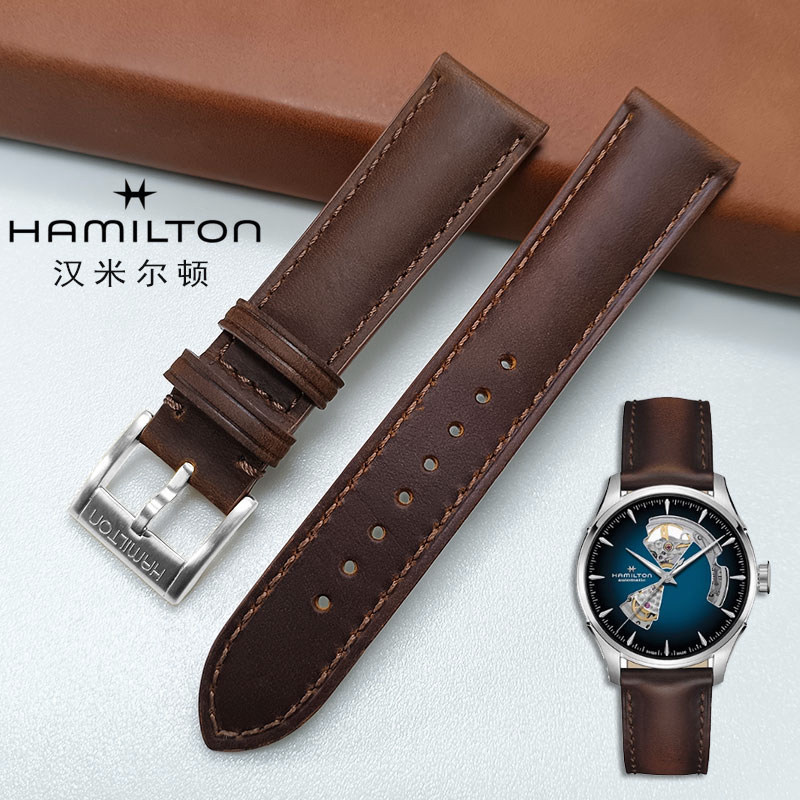 [2026 Hot Sale] Hamilton Hamilton สายนาฬิกา Jazz H32675551 32705560สายหนังแท้หนังม้าบ้าวินเทจ