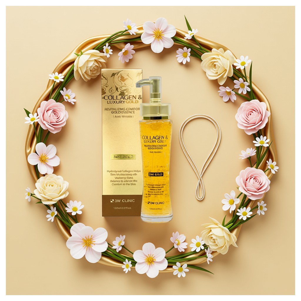 3W CLINIC [คลินิก 3w] Collagen & Luxury Gold Essence, 150ml, 1pc / Korean Essence / Radiant Glow / ข