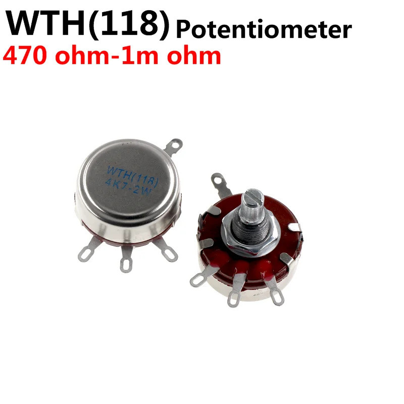 5pcs WTH118 2W 1A Potentiometer WTH118-1A 2W 470R 1K 2.2K 4.7K 10K 22K 47K 100K 470K 500K 560K 1M
