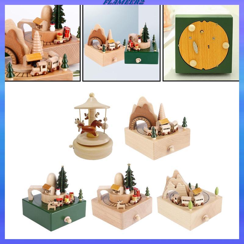 [Flameer2] Wind up Musical Boxes Play Melody Desktop Ornament Christmas Collectible Home Decor Holid