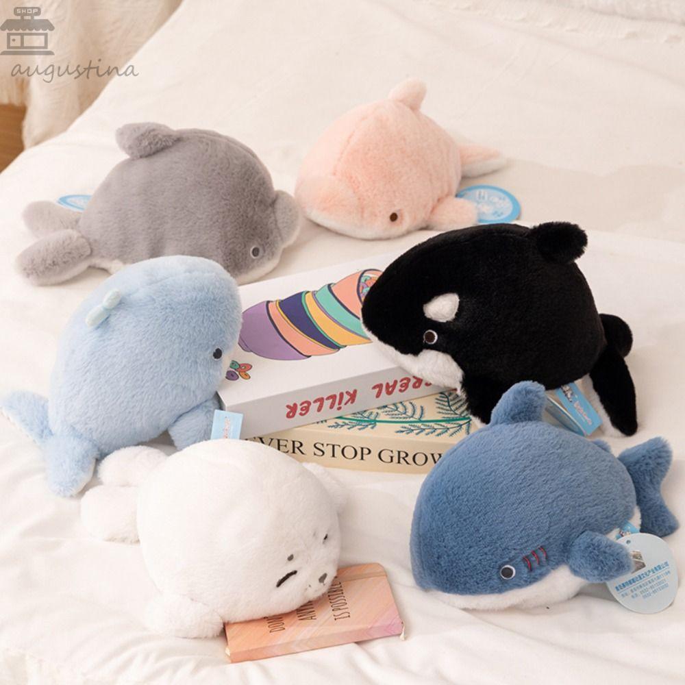AUGUSTINA ทะเลยัดตุ๊กตา, จําลองสัตว์นุ่มของเล่นฉลาม, เด็กมาพร้อมกับตุ๊กตาน่ารัก น่ารัก การ์ตูนปลาวาฬของเล่นตุ๊กตาสะสม