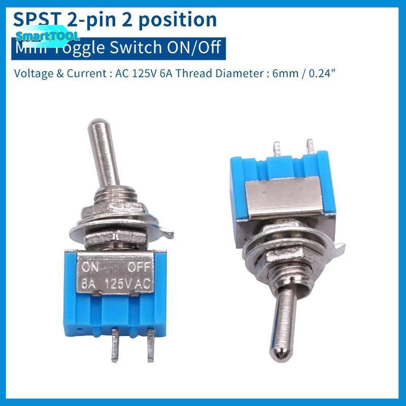 UTZN> 10pcs DPDT Mini Toggle Switch 2pin 2 ตําแหน่งเปิด/ปิด Miniature Toggle Switch 6A 125V Toggle S