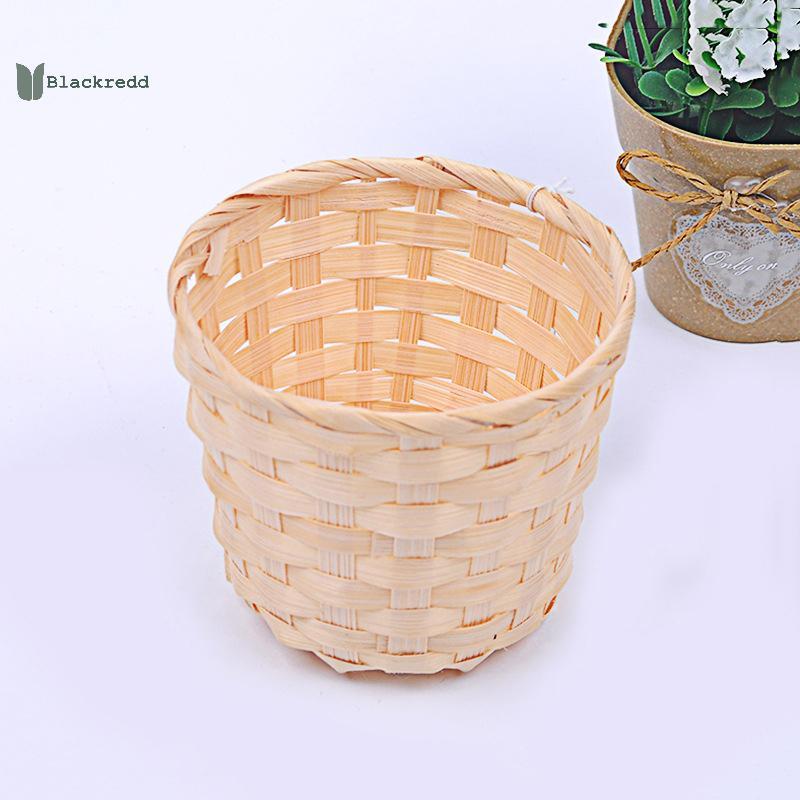 BRED ใหม่ Handmade หม้อไม้ไผ่ Wier ตะกร้าฟาง Patchwork Wier หวาย Seagrass Storage Organizer หม้อเนอส