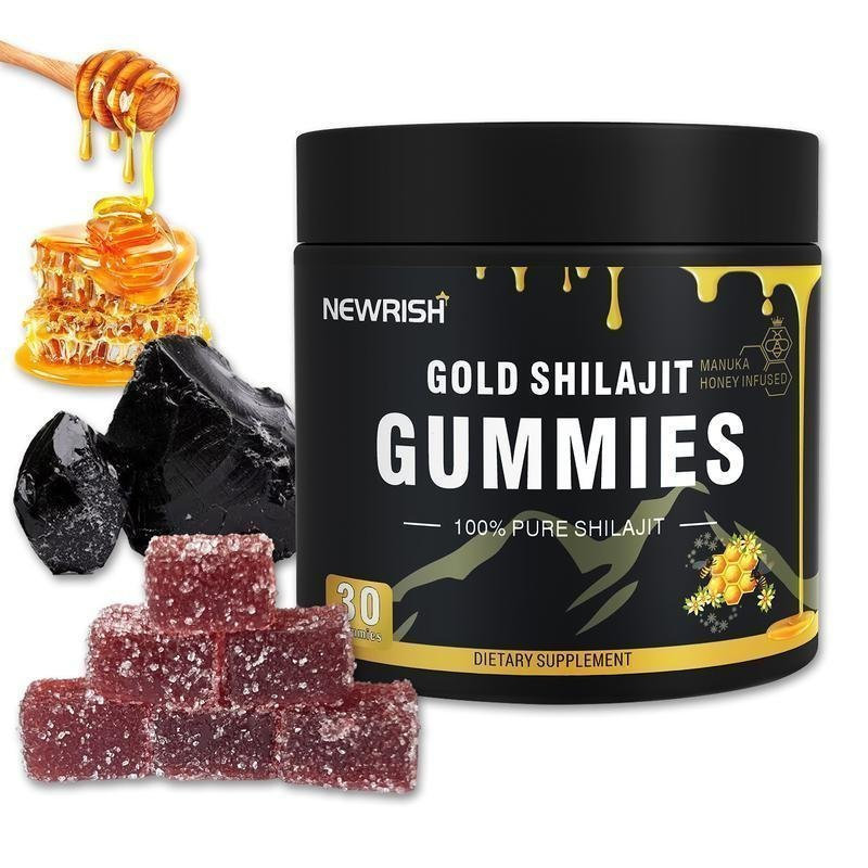 Newrish Pure Shilajit Gummies - Organic Manuka HoneyBoost Energy & Stamina-Sports & Fitness - 30 Shi
