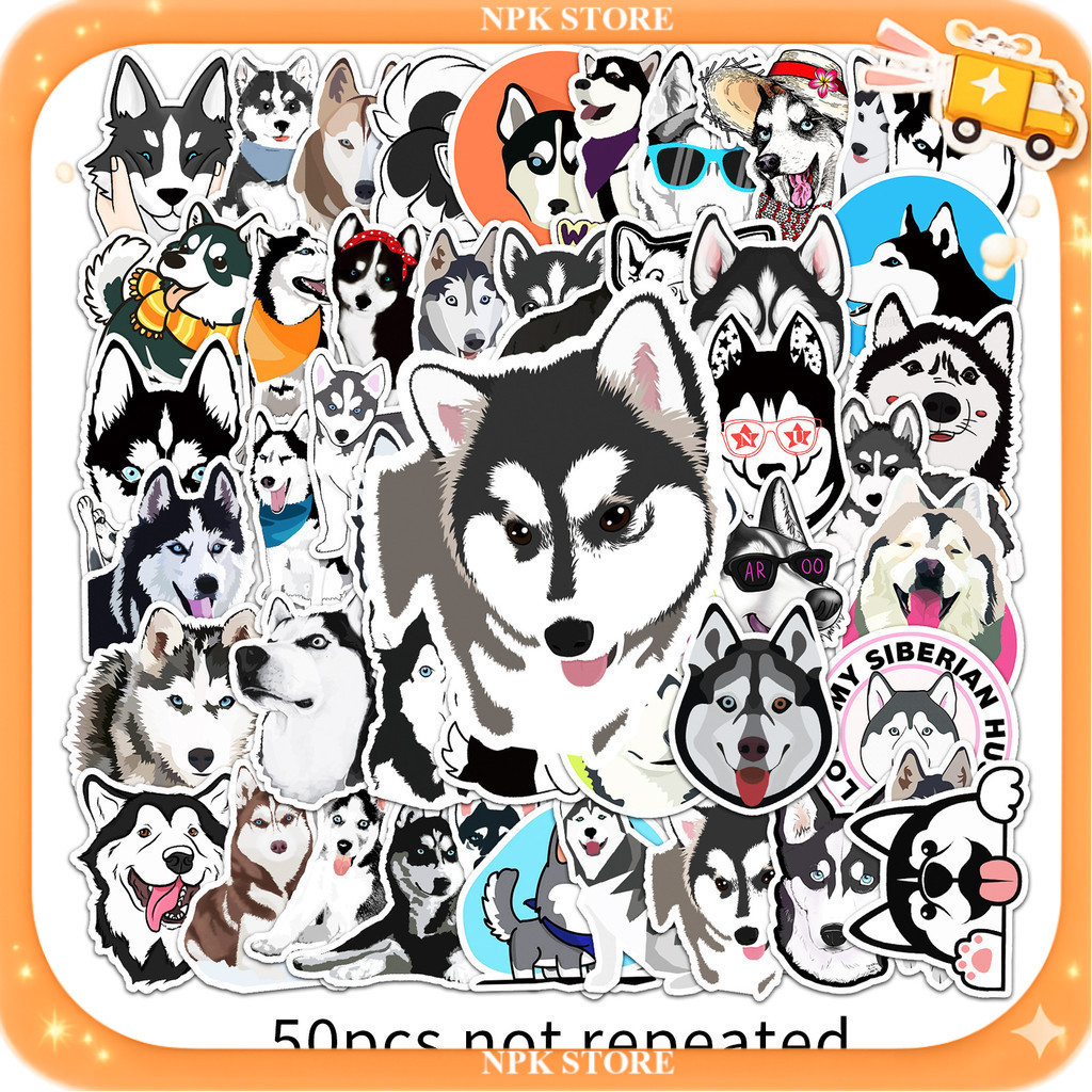 พร้อมส่ง 50ชิ้น สติกเกอร์ หมาไซบีเรียน ฮัสกี้ Siberian Husky Dog Pet Cartoon Sticker