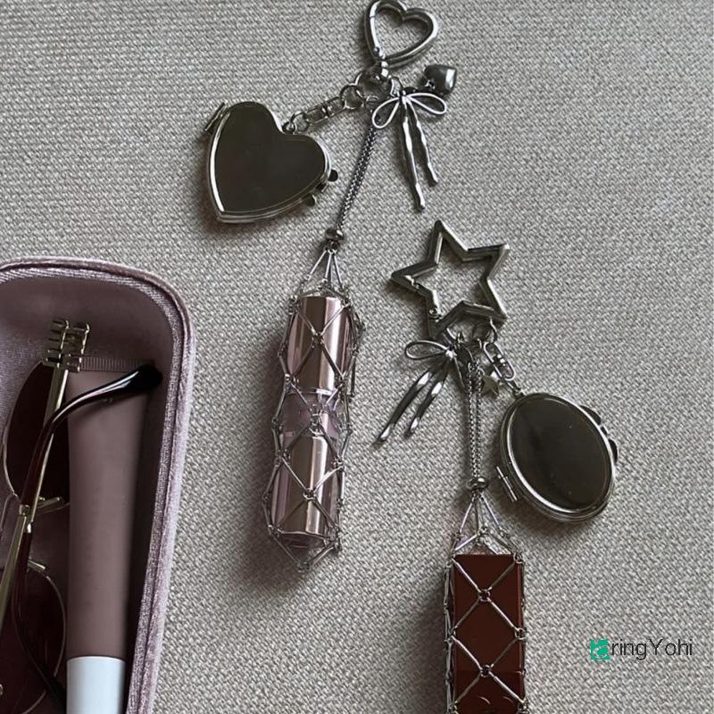 พวงกุญแจcharm สแตนเลส สไตล์poet lipsti สีเงิน/ทอง ตกแต่งกระเป๋าในสไตล์Y2K