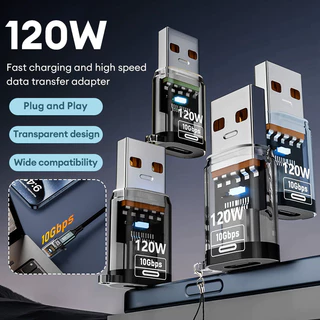 ตัวแปลง USB เป็น Type-C รองรับการชาร์จเร็ว 120W และการถ่ายโอนข้อมูลความเร็วสูง อะแดปเตอร์ Type-C เป็น USB