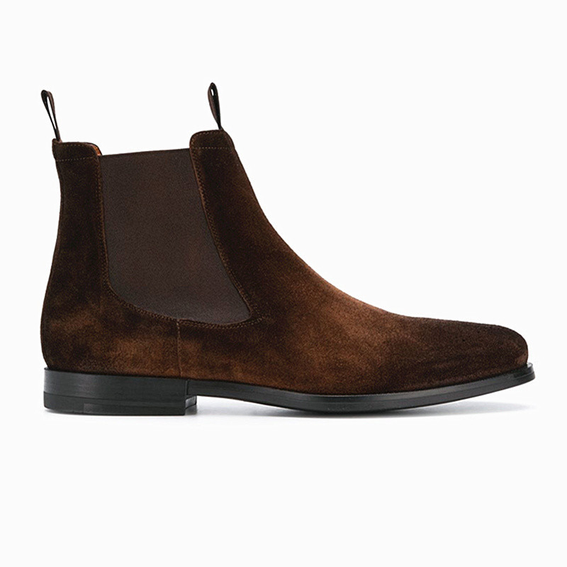 CHELSEA รองเท้าผู้ชายรองเท้าสั้นหนังแท้ Pointed Toe CHELSEA BOOT ยุโรปอเมริกัน Handmade ขัด Retro Hi