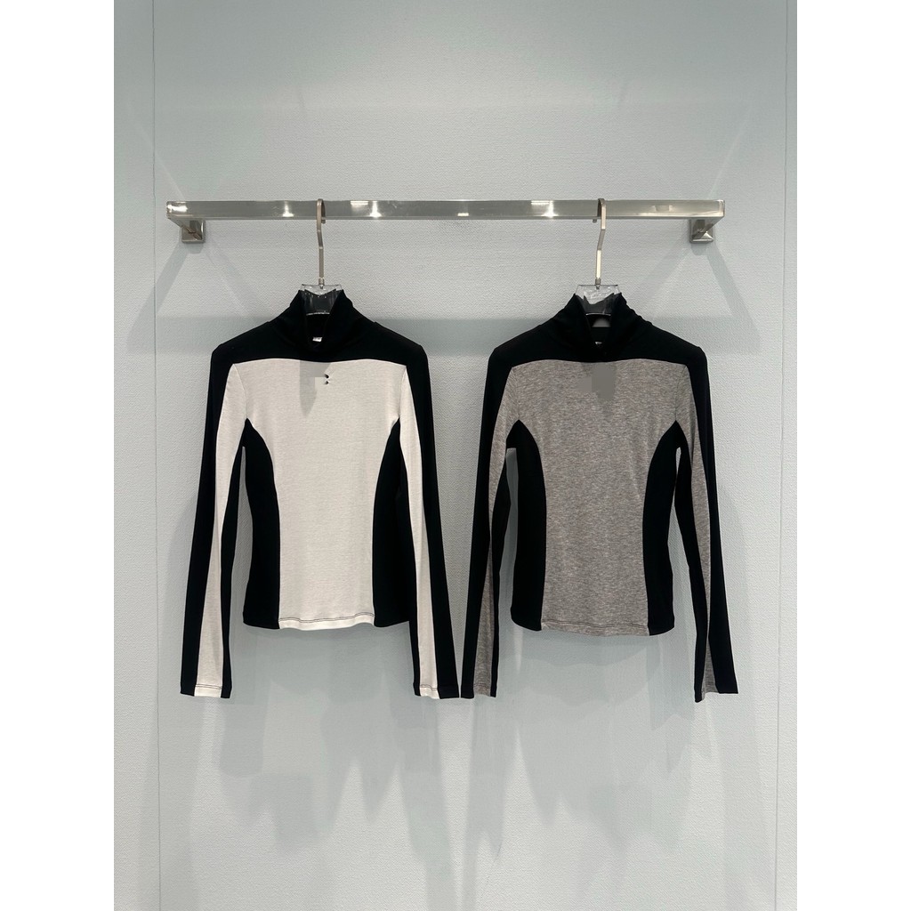 GFUF CH* Women's Early Spring New Color-Block Half-Turtleneck Knit Sweater