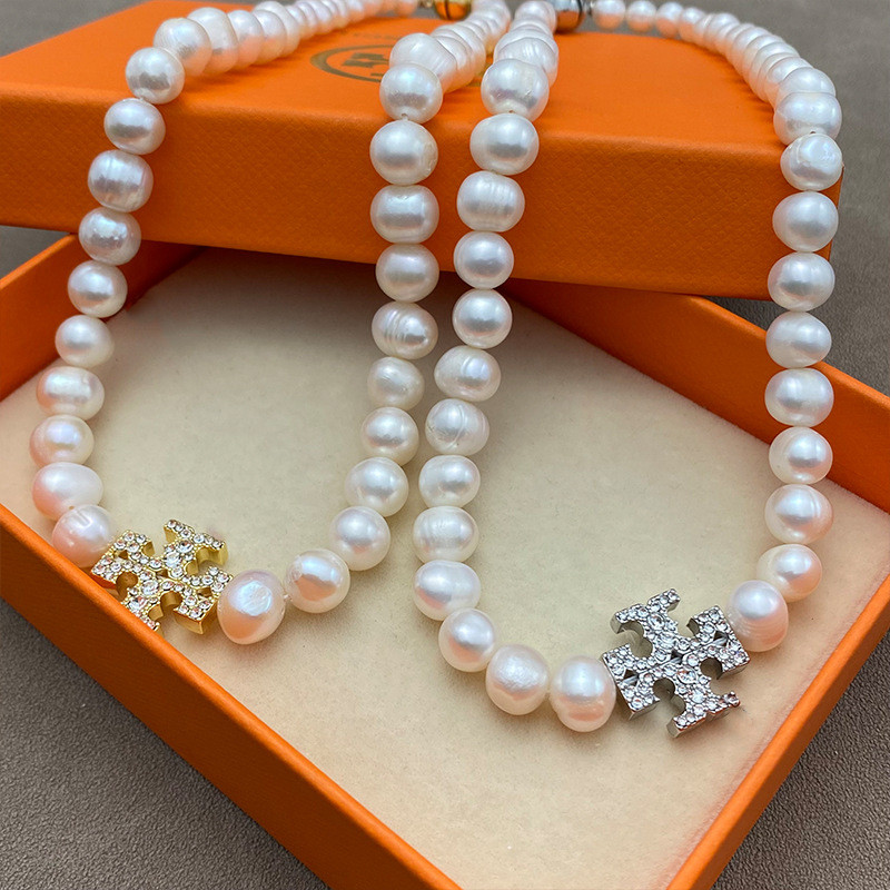 G2HR สร้อยคอมุกฝัง Rhinestone เคลือบเงินทอง 18K ดีไซน์หรู