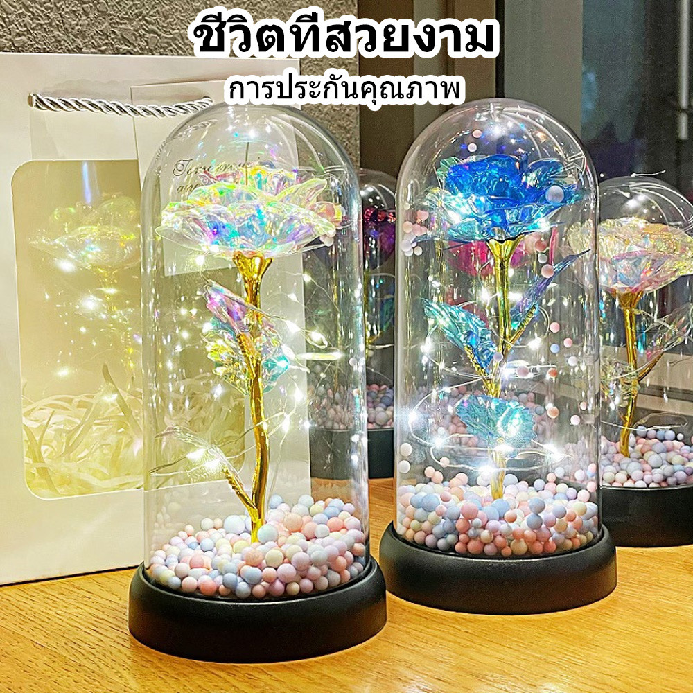 ชีวิตนิรันดร์ดอกไม้กระจกปกดอกกุหลาบของขวัญวันวาเลนไทน์สำหรับแฟนวันเกิดสร้างสรรค์เครื่องประดับกล่องของขวัญ