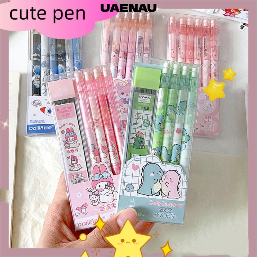 ยูเอเอนAU ชุดดินสออัตโนมัติไดโนเสาร์/พีช/นักบินอวกาศ, น่ารักสีเขียว/สีชมพู/สีขาวน่ารักชุดดินสอกล, พลาสติกระดับสูงรูปลักษณ์ 0.5 มม. การออกแบบที่ไม่ซ้ํา