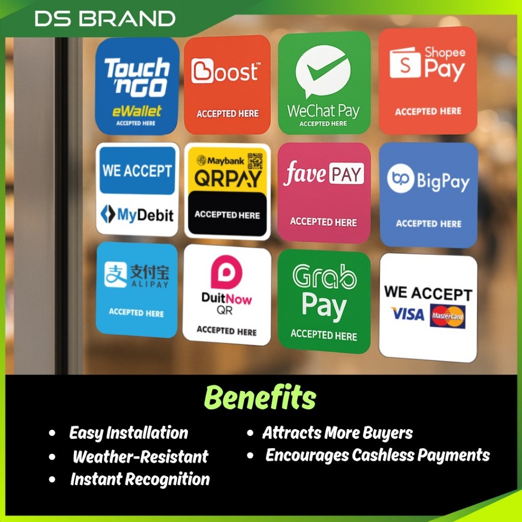 สติ๊กเกอร์ DuitNow Ewallet / Cashless Getted Here DS Brand D2