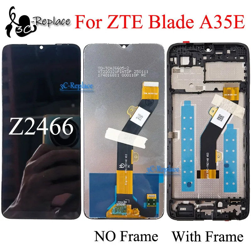 สีดํา 6.52 นิ้วสําหรับ ZTE ใบมีด A35E Z2466 LCD DIsplay หน้าจอสัมผัส Digitizer แผงเปลี่ยน/พร้อมกรอบ
