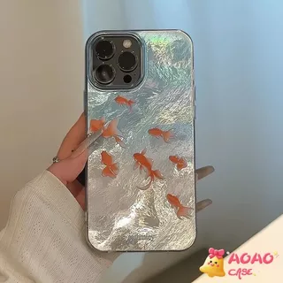 เคสIMDปลาคราฟดอกบัว มงคลเสริมดวงการเงิน ดีไซน์หรูหรา iPhone 7Plus 13 11 15 14 12 Pro Max 8 15 Plus X XS XR Max SE 2022