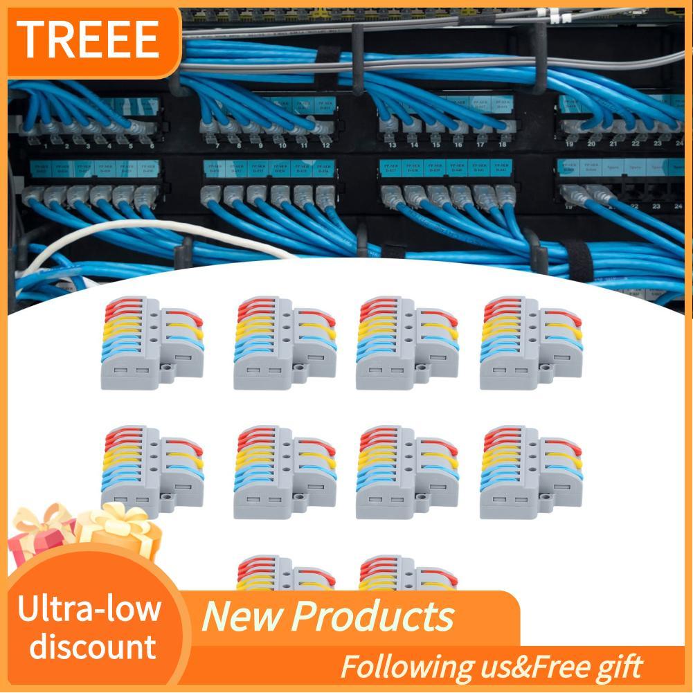 Treee Treee LT-933 ขั้วต่อสายไฟแบบรวดเร็ว 3-in-9-out ขั้วต่อสายไฟ 10 ชิ้นตัวเชื่อมต่อไฟฟ้า