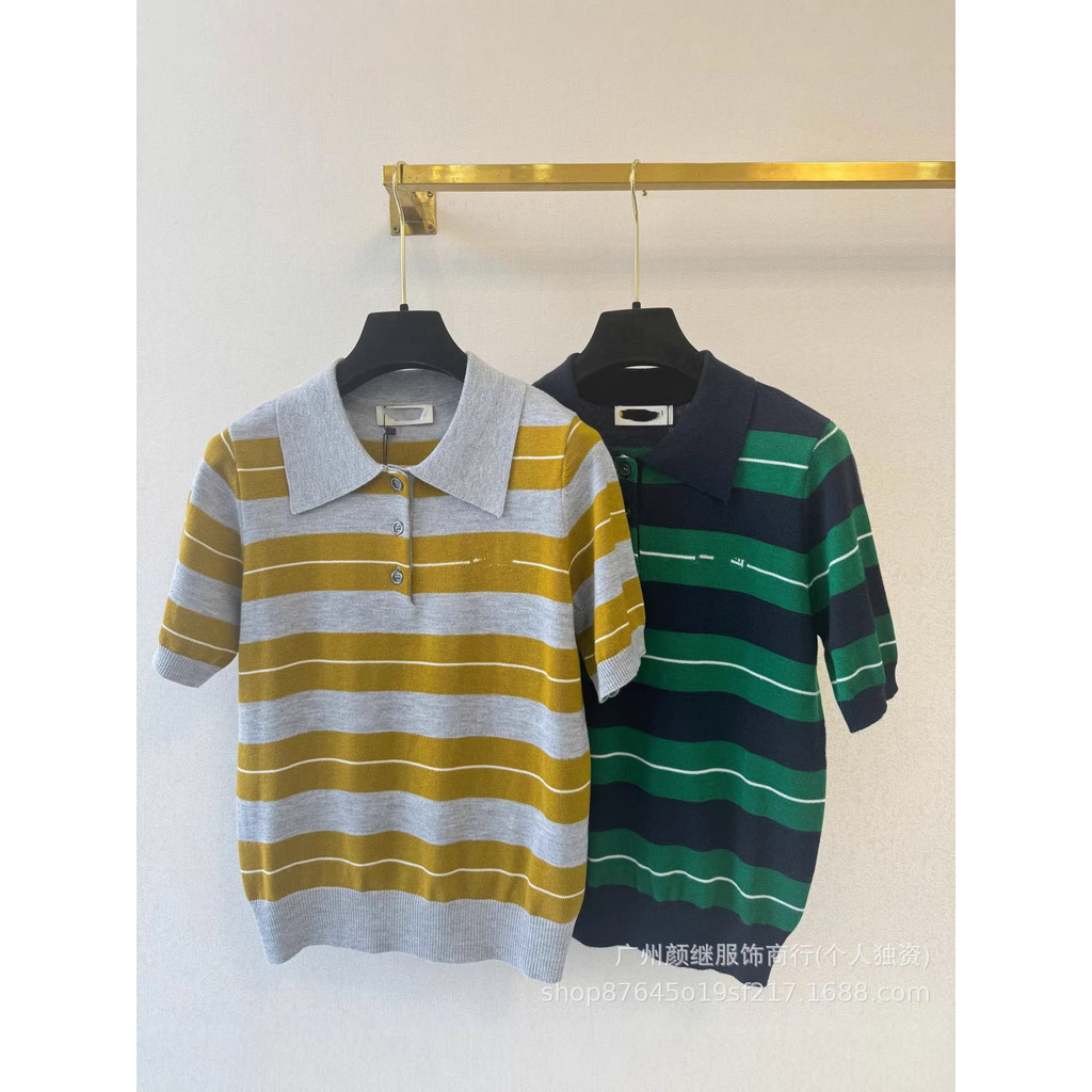 K3W3 M1U MM 26Spring and summer new style lapel shirt polo Knitted short-sleeve top for women, youth
