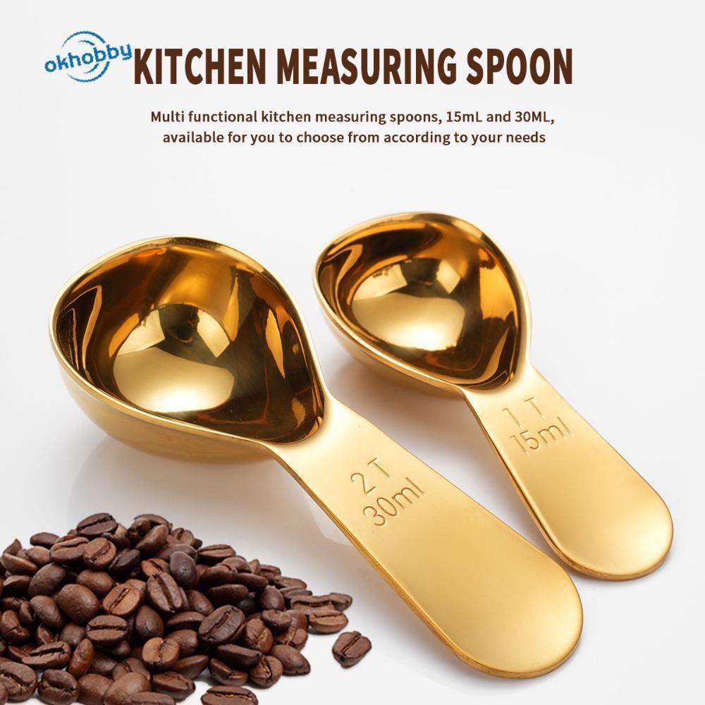 okhobby OKHOBBY ที่ตักกาแฟ, 15/30ml สแตนเลสสตีลกาแฟ Bean ช้อนตวง,ทนทาน 1 Tbsp หรือ 2 Tbsp Ergonomic 