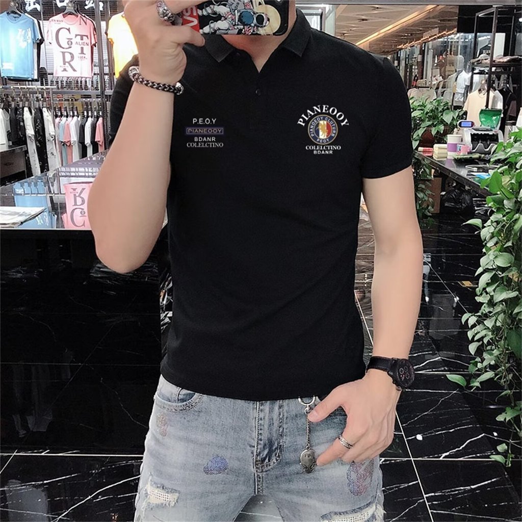 เสื้อโปโลผู้ชาย สไตล์ยุโรปใหม่WI7T แบบslim fit มีlapel design เหมาะสำหรับหน้าร้อน